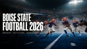 Boise State football 2026 Broncos players competing on the field at Albertsons Stadium