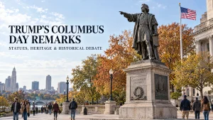 Donald Trump Columbus Day remarks about Christopher Columbus statues and American heritage