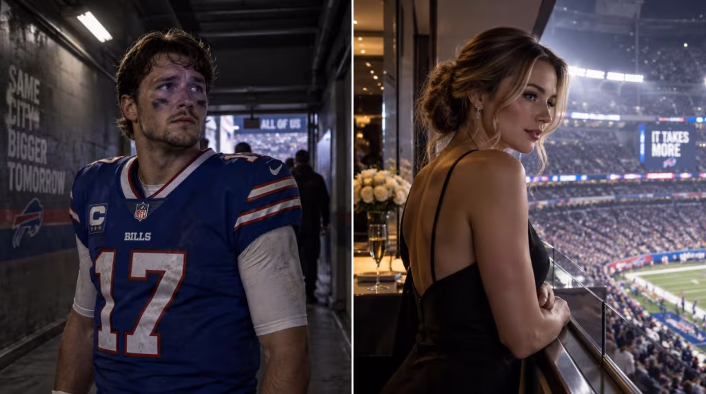 Josh Allen looking for Hailee Steinfeld in the stadium tunnel after the Bills game
