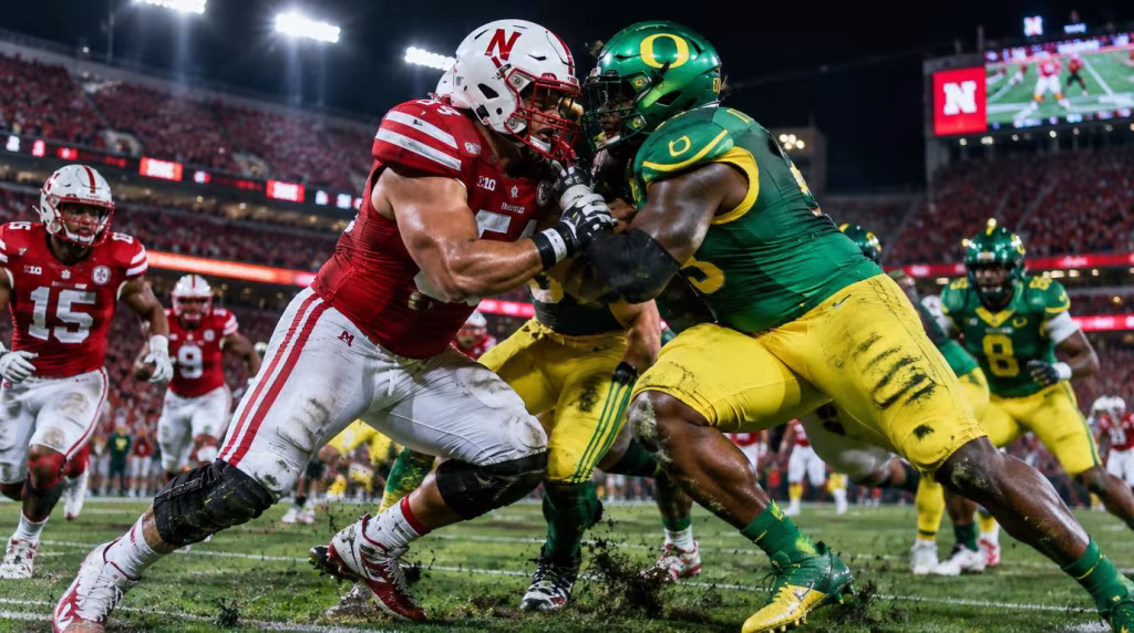 Nebraska Cornhuskers vs Oregon Ducks college football game action shot nebraska football